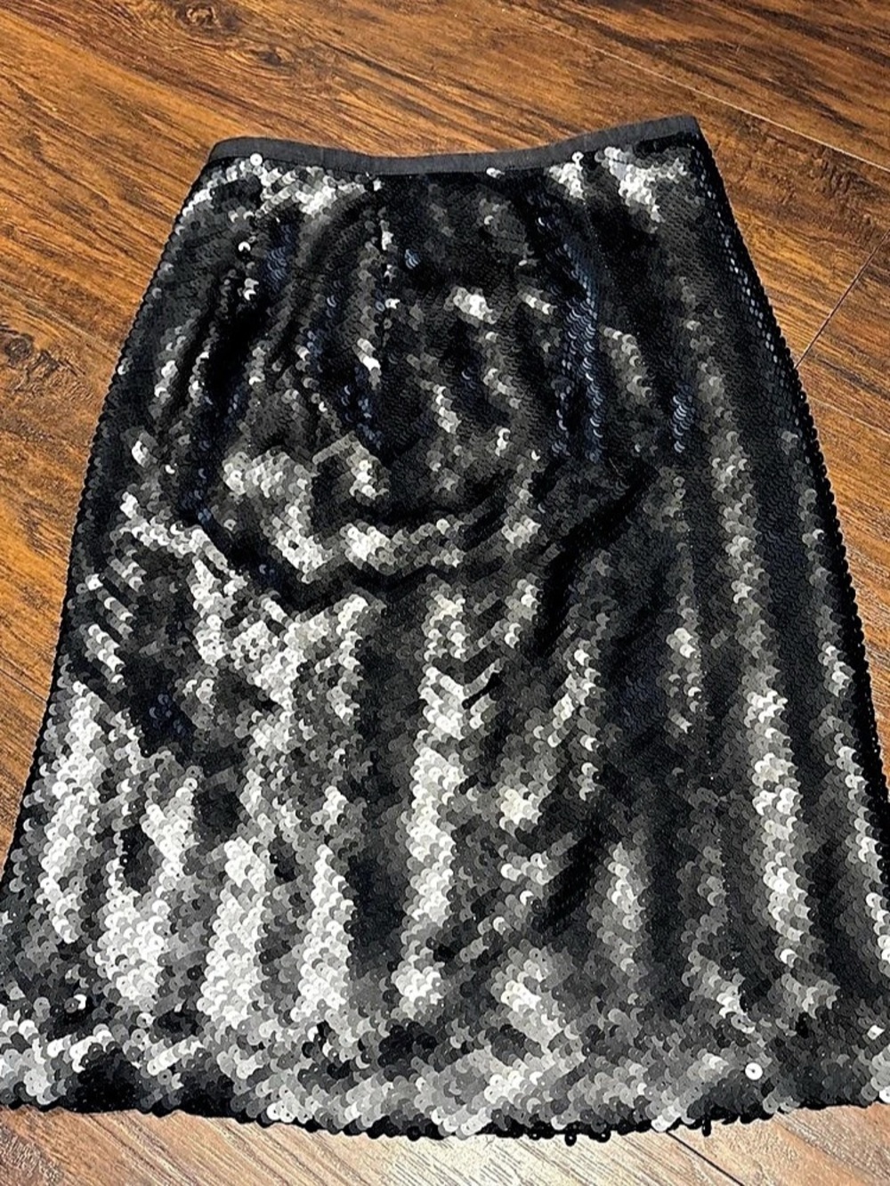 J.Crew Sequin Herringbone Pencil Skirt Sequin Midi Skirt in Black & Silver Size